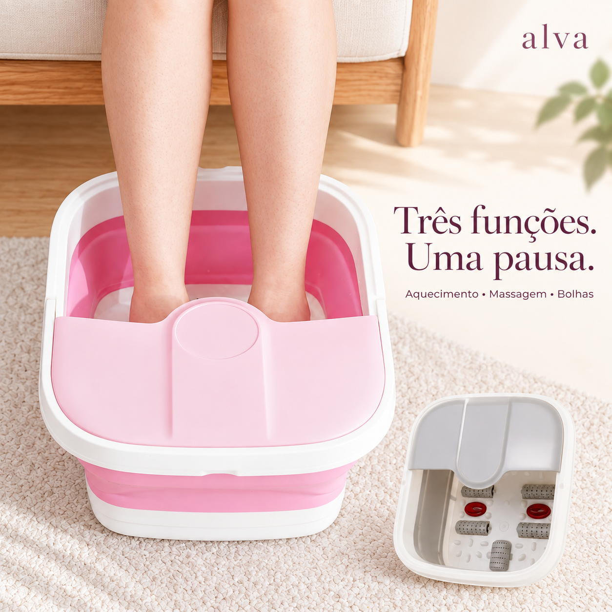 Funções de aquecimento e bolhas do spa ALVA