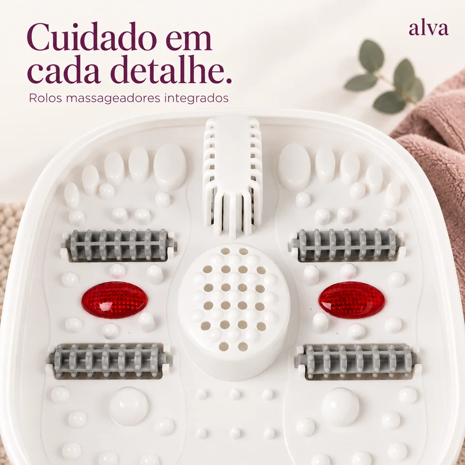 Detalhe dos rolos massageadores do spa ALVA